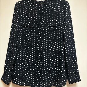 Eva Longoria Black & White Polka Dot Blouse Medium